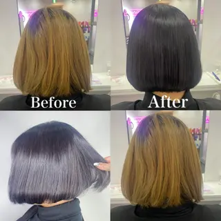 ショート カラー 髪質改善×矯正🫧 韓国ヘアasamiのヘアスタイル