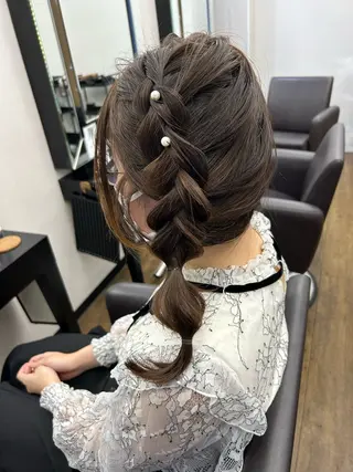 セミロング ヘアアレンジ alpha. カラーエクステ下妻のヘアスタイル