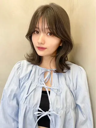 ミディアム カラー レイヤー/暖色カラー /パーマ/落合 歩夢のヘアスタイル