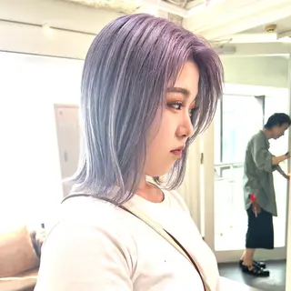 ショート カラー パーマ ヘアアレンジ メンズ キッズ 🧨ブリーチー×ボブ レイヤー💎じゅえるのヘアスタイル