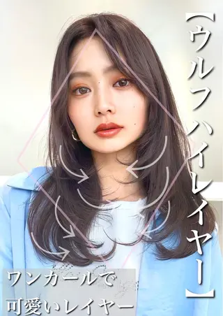 セミロング カラー 顔周り特化/韓国ヘア /レイヤー/吉野幸大のヘアスタイル