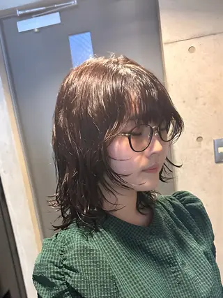 セミロング カラー パーマ 韓国風レイヤー🗝要 暗透カラー📓吉祥寺のヘアスタイル