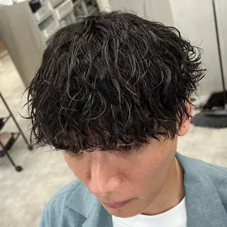 ショート パーマ メンズ メンズパーマ/波巻き 新潟/万代/夏芽🎀のヘアスタイル