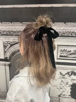 セミロング ヘアアレンジ ナチュラル/インナー /牧野 佑菜のヘアスタイル