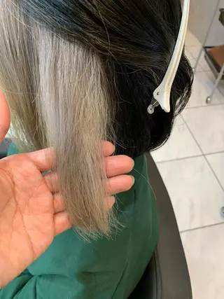 ミディアム カラー 透明感/ブリーチ縮毛 /髪質改善/星野純一のヘアスタイル