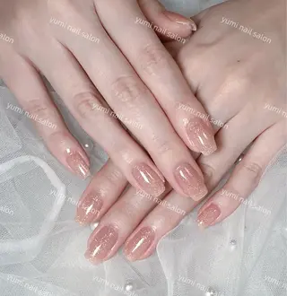 ネイル Shineジェル& チップ長さだしのネイルデザイン