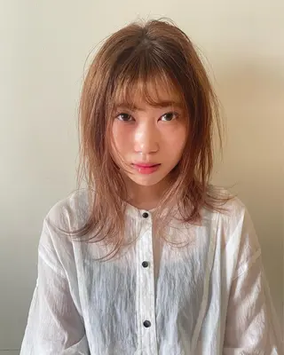 ミディアム ヘアアレンジ パーマ/ボブ/ ヘルシーカラー/風花のヘアスタイル