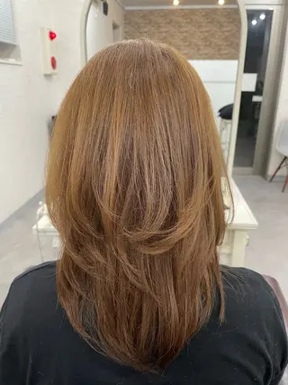 ミディアム 縮毛矯正・髪質改善個室型salon Cannaつくばみどりの美容室【カンナ】所属・Canna honokaのヘアスタイル