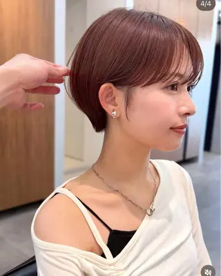 ショート yumeka🩶ボブ 暖色/透け感カラーのヘアスタイル
