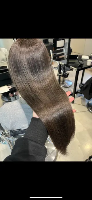 セミロング カラー パーマ ヘアアレンジ 透明感/オリーブ/ グレージュ/YUKAのヘアスタイル