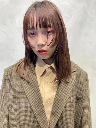 セミロング カラー ヘアアレンジ 透明感color 🥣suzunaのヘアスタイル