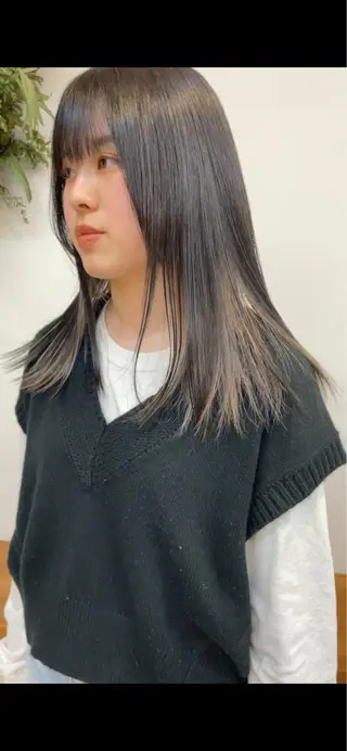 セミロング カラー 仙台ブリーチカラー デザインカラーあすかのヘアスタイル
