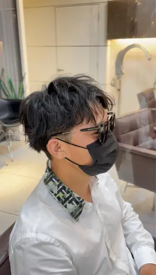 ショート 静岡/草薙パーマ メンズバレイヤージュのヘアスタイル