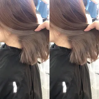 ミディアム カラー ヘアアレンジ ハイライト、レイヤー カット/西梅田/中西のヘアスタイル