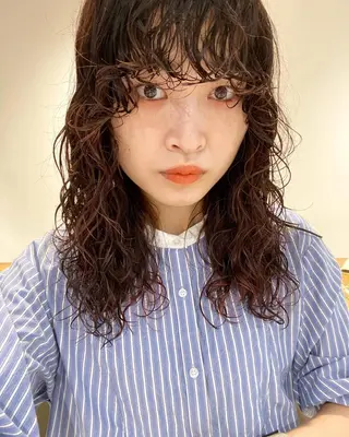 セミロング カラー パーマ ヘアアレンジ メンズ キッズ ネイル マツエク・マツパ パーマスタイル🔅 sayacaのヘアスタイル