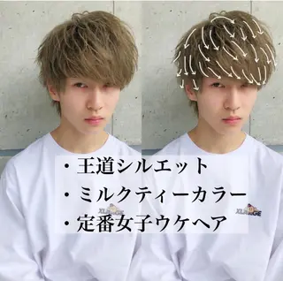 ショート カラー メンズ 赤み消し🌿 透明感カラー🫧のヘアスタイル