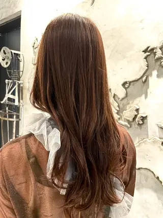 ロング カラー 🎈ブリーチなし暖色 カラー/レッド/ゆいのヘアスタイル