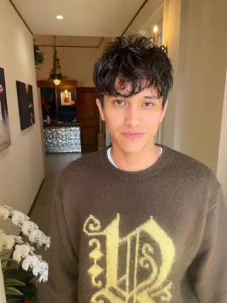 ショート パーマ 安藤 竜之介のヘアスタイル