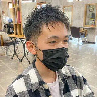 ショート カラー メンズ アイブロウ 高橋宏輔 /パーマ職人のヘアスタイル