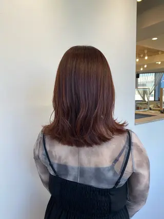 ミディアム カラー パーマ ヘアアレンジ 🍒透明感カラー/ emiri🍒のヘアスタイル