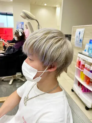 ショート カラー メンズ 太白区白髪ぼかし/ ボブカット/千葉達人のヘアスタイル