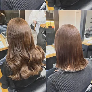 セミロング カラー 透明感カラー ｜ベー ジュ｜齊藤ひなののヘアスタイル