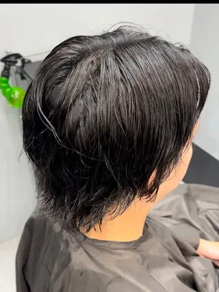 ミディアム パーマ メンズ 曲がる縮毛矯正 LIBER 　岩名のヘアスタイル