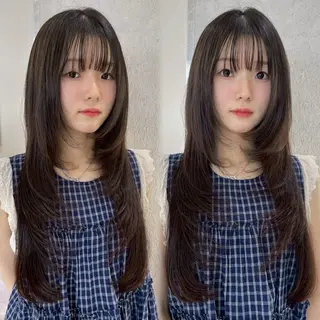 ロング 韓国🇰🇷レイヤー 映える顔周り🩷のヘアスタイル