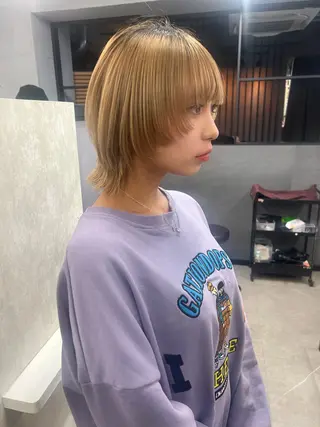 ショート ブリーチ/ウルフ ハッシュカット/石山のヘアスタイル