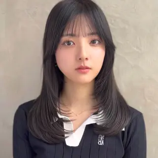 セミロング カラー 日本一の小顔カット/ ボブ/顔周り/韓国のヘアスタイル