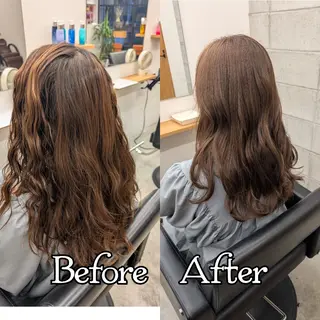 カラー セミロング R hair🧡 伊藤美和🤎のヘアスタイル