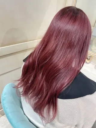 ロング カラー 🌷ピンク/韓国風 暖色カラー ゆい🌷のヘアスタイル