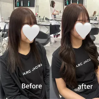ロング ブリーチなしカラー レイヤーカットのヘアスタイル