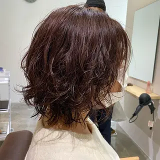 ミディアム ブリーチなしWカラー /酸性ストレート河本のヘアスタイル