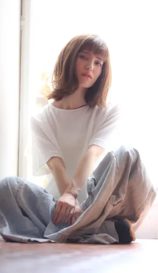 ミディアム カラー パーマ ヘアアレンジ ネイル マツエク・マツパ eyelush color world庄内駅前所属・シールエクステ／豊中 吉田孝司のヘアスタイル