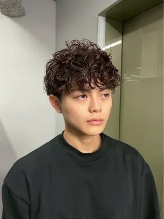 ショート パーマ メンズ ニュアンスパーマ/ ウルフ/ときなのヘアスタイル