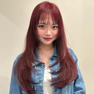 ロング 🌹ハッシュカット、 レイヤー韓国ヘア🌹のヘアスタイル