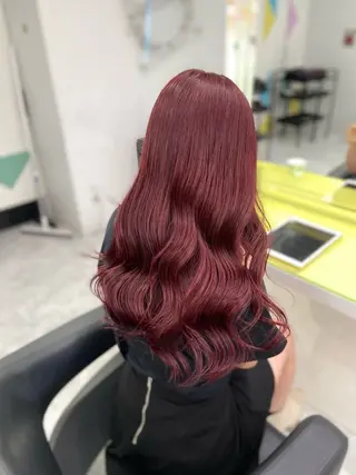 ロング カラー ワインレッド 🍒KAHOのヘアスタイル