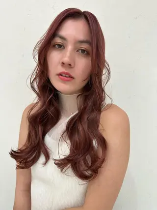 ロング カラー 韓国🩵海外ヘア 宮川華奈のヘアスタイル
