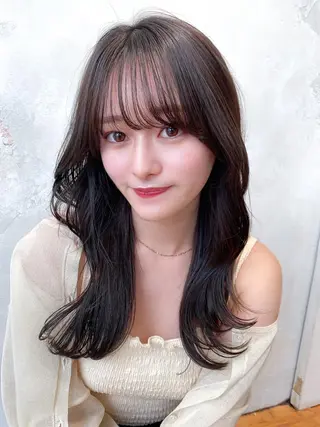 セミロング カラー 顔周り/くびれヘア 韓国ヘア💕風間るなのヘアスタイル