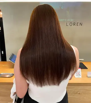 ロング カラー カットモデルレイヤー 暖色カラー モカ🎶のヘアスタイル