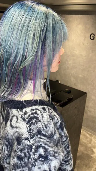 ミディアム カラー mimiiy梅田 中崎町ハイトーンのヘアスタイル