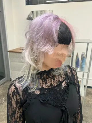 ミディアム カラー ウルフ🐺/ボブ ハイトーン🌈/増田のヘアスタイル