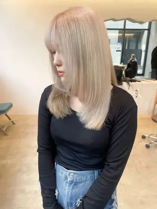 ミディアム カラー ヘアアレンジ ミニボブ/ブリーチ 🌈MISATOのヘアスタイル