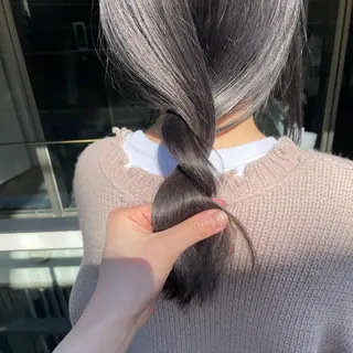 セミロング カラー ブリーチなしで透け感 暖色カラーボブaoiのヘアスタイル