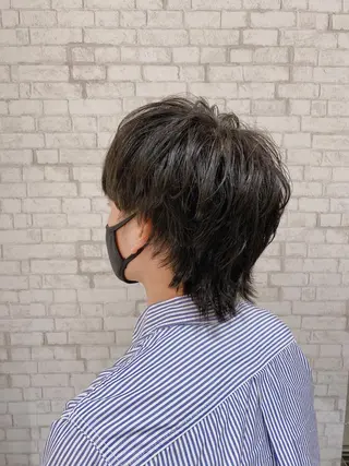 ショート ヘアアレンジ メンズ ブリーチなし艶カラー 東家のヘアスタイル