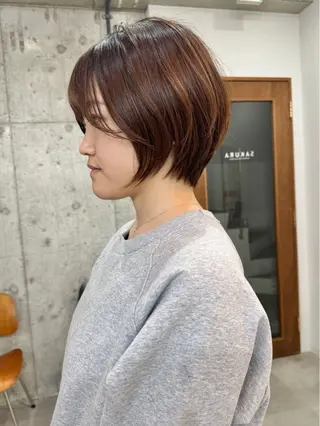 ショート 切りっぱなしボブ/ ブリーチカラー/大塚のヘアスタイル