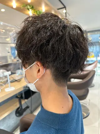 ミディアム パーマ メンズ 💈メンズ特化 美容師サキ💈のヘアスタイル