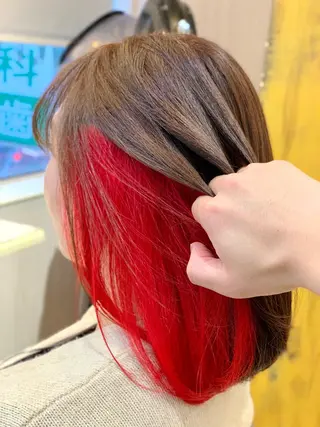 セミロング カラー ヘアアレンジ ⭐️柏木皇気ブリーチ ムラ修正/他店直しのヘアスタイル