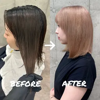 カラー 立川ハイトーンピンク 宮崎のヘアスタイル